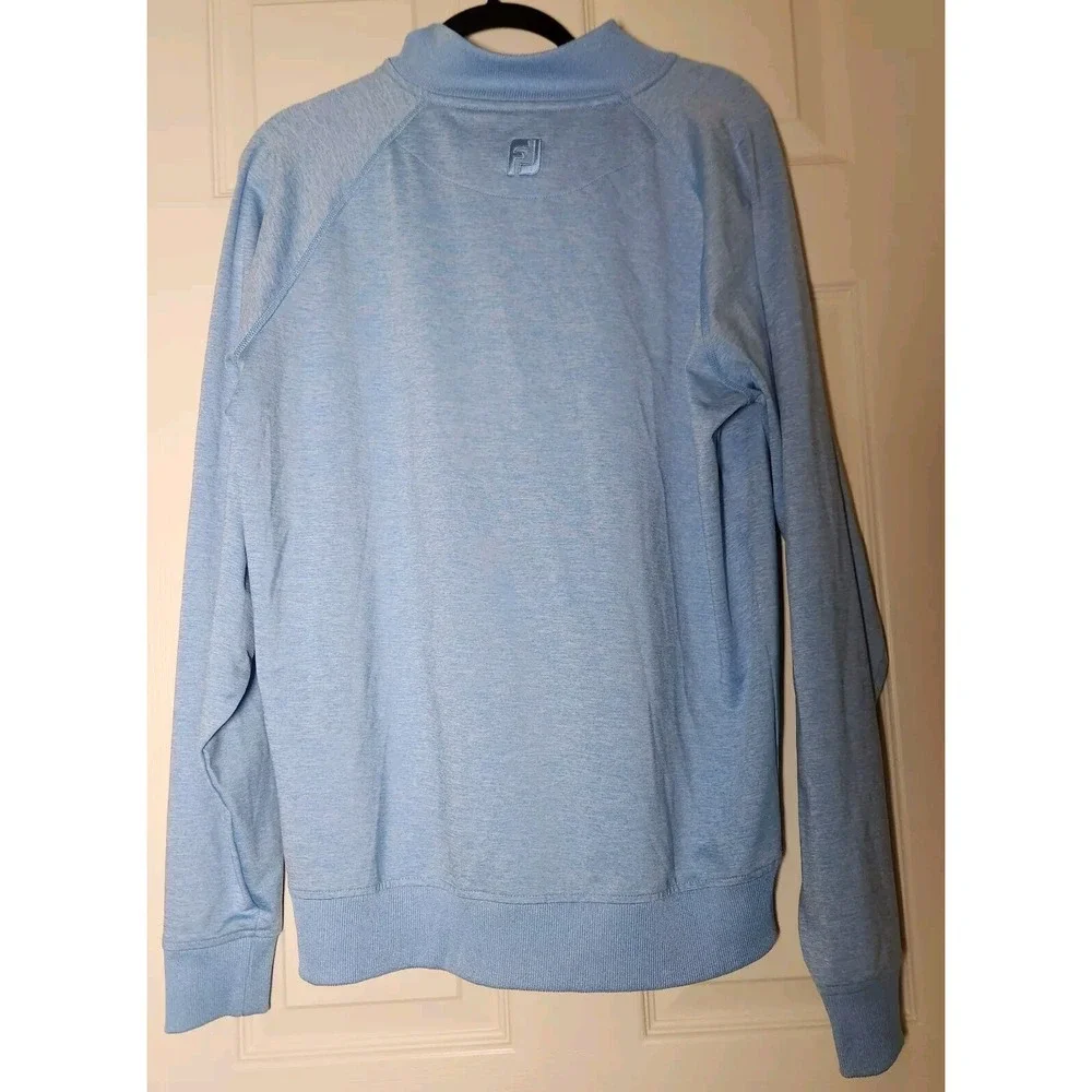 Foot Joy Mens M Blue 1/4 Zip Long Sleeve Performance Pullover Embroidered Flower